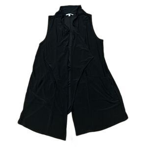 Sympli Open Front Sleeveless Cardigan Womens 16 Stretch Jersey Longline Black